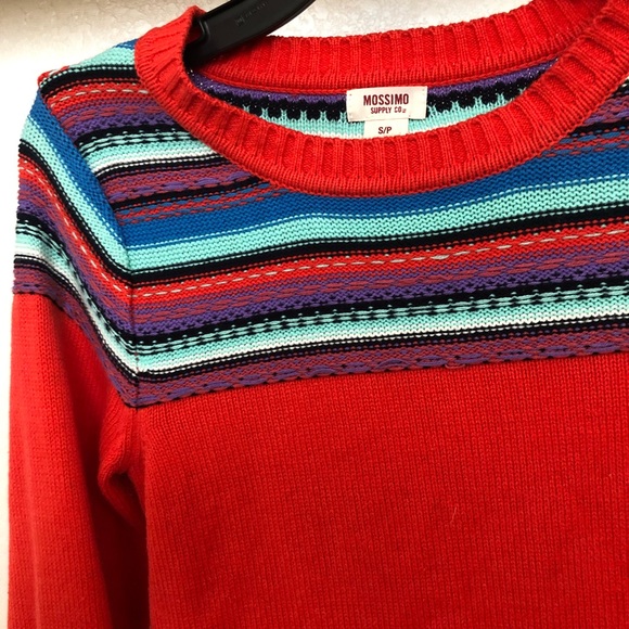 Mossimo orange w/ array of color at neck sweater - Picture 2 of 2
